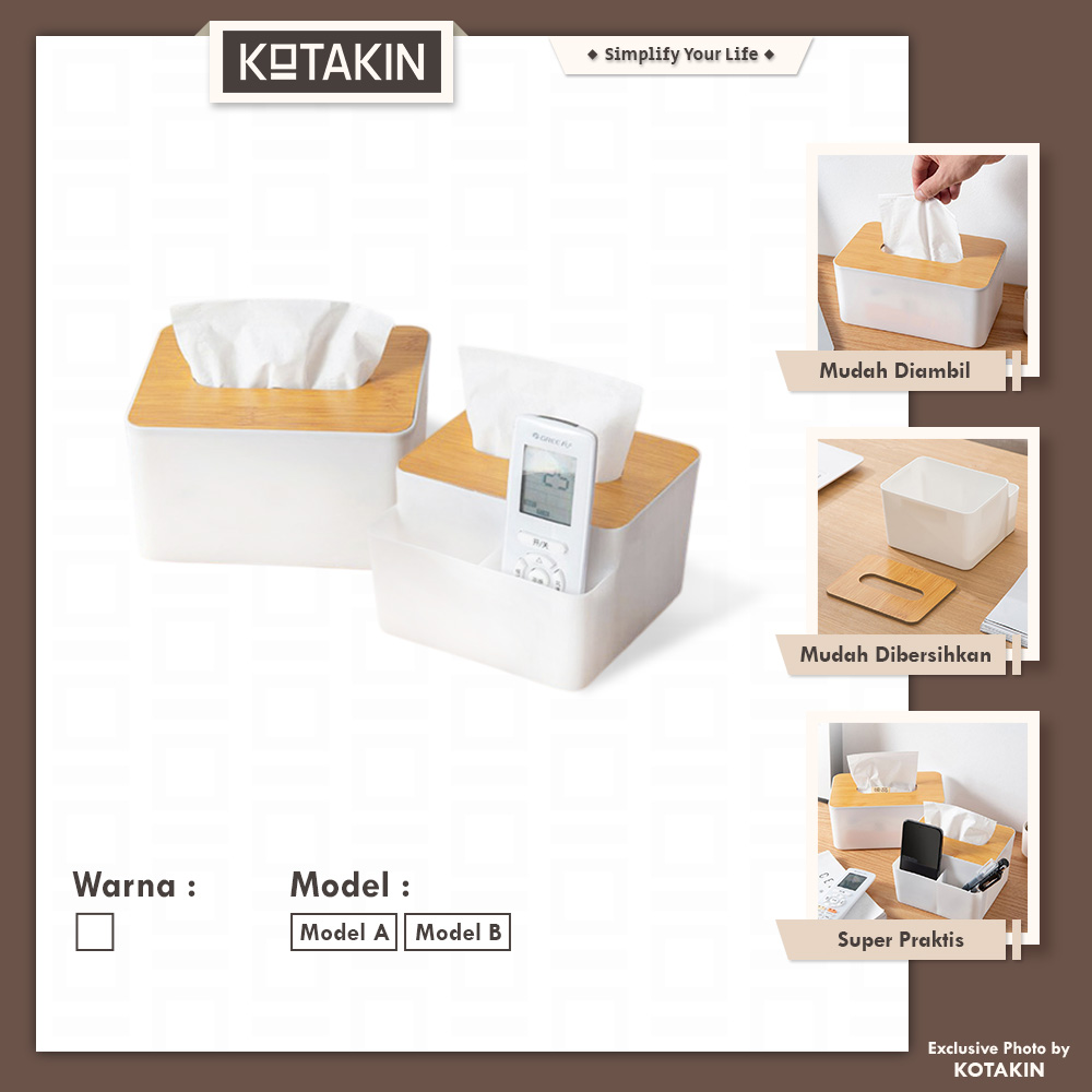 Kotak Tisu Kayu Bambu Aesthetic Minimalis